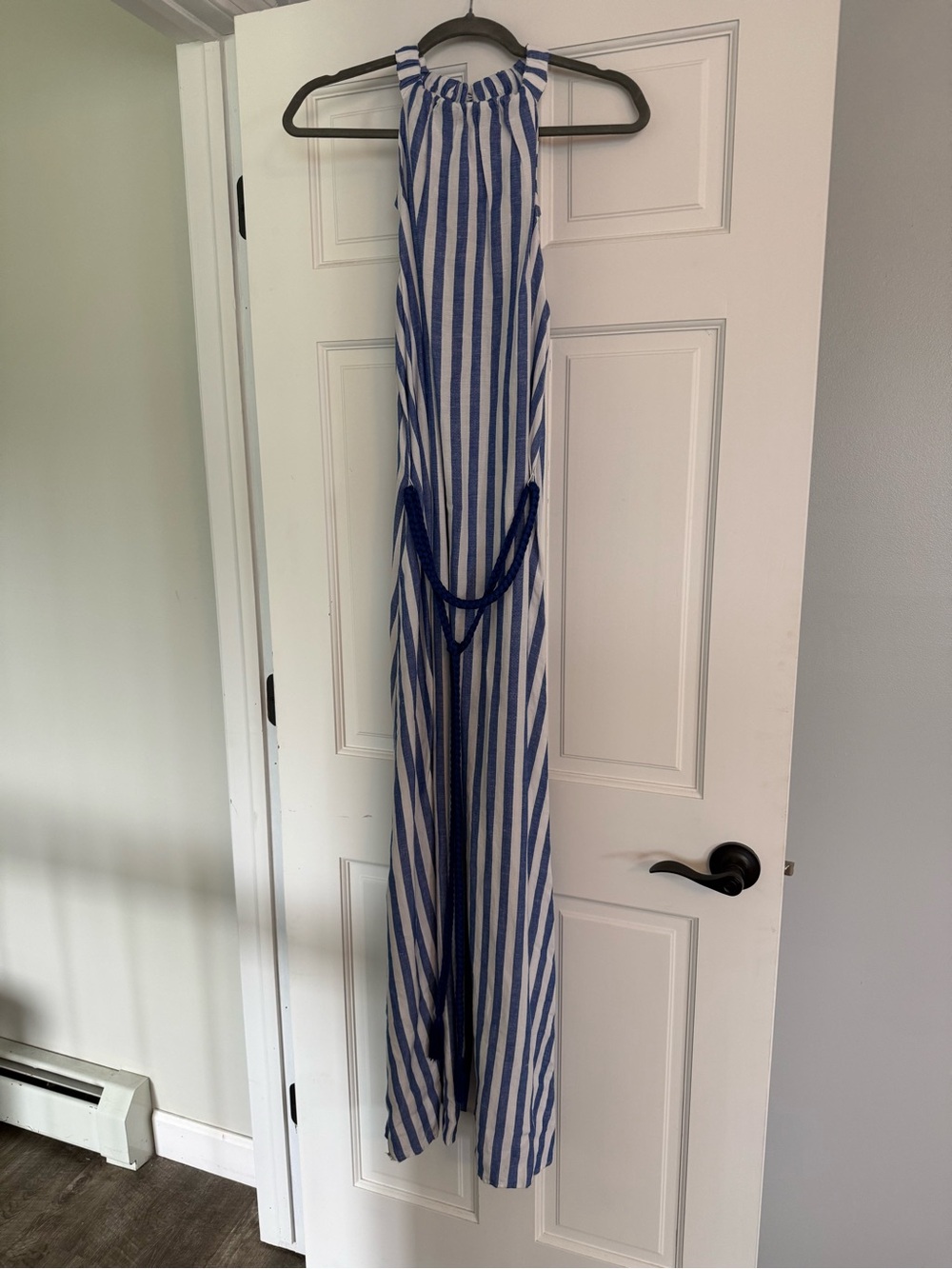 LOFT Blue and White Striped Maxi Dress